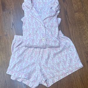 Roller Rabbit pink monkey shortie pajamas
